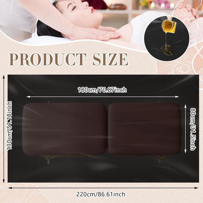 CroBlissful 87 x 51 Inch Wax Mat Reusable Wax Pad for Esthetician Bed Waterproof PVC Massage Bed Cover Oilproof Waxing Massage Table Sheet for Spa Tattoo Beauty Grafting (Black)