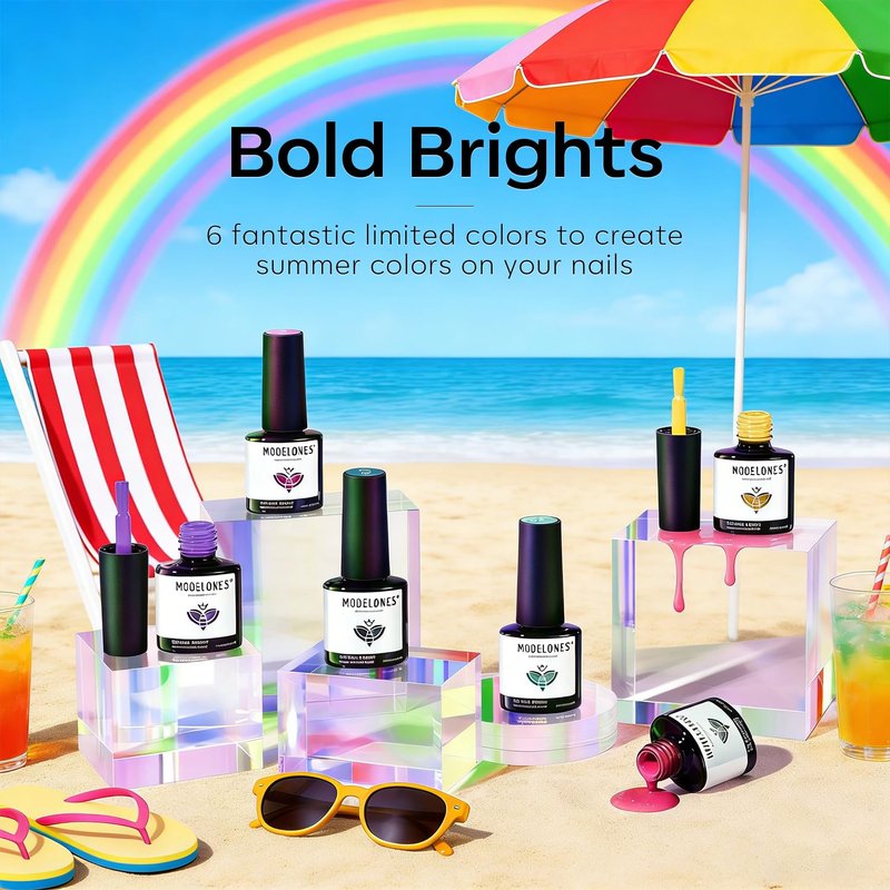 modelones Neon Gel Nail Polish Set, 6 Colors Summer LGBT Neon Bright Hot Pink Green Navy Blue Purple Orange Yellow Nail Gel Kit Soak Off Nail Art Design Manicure DIY at Home Salon Gift Unisex