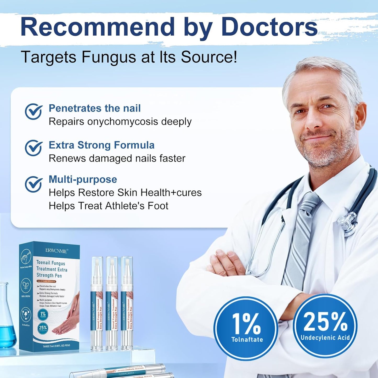 Toenail Fungus Treatment Extra Strength, Fungi Nail Pen, 25% Undecylenic Acid, Ingrown toenail treatment, Repairs Yellow Thick Brittle Toe and foot fungus treatment extra strength - 9Pcs