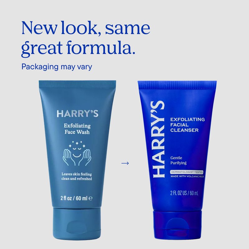 Harry's Exfoliating Face Wash for Men, Gentle Facial Skin Care Products with Volcanic Rock Exfoliant, 2 Fl. Oz, Pack of 3 (Trial and Travel Size) TSA Approved Travel Essentials