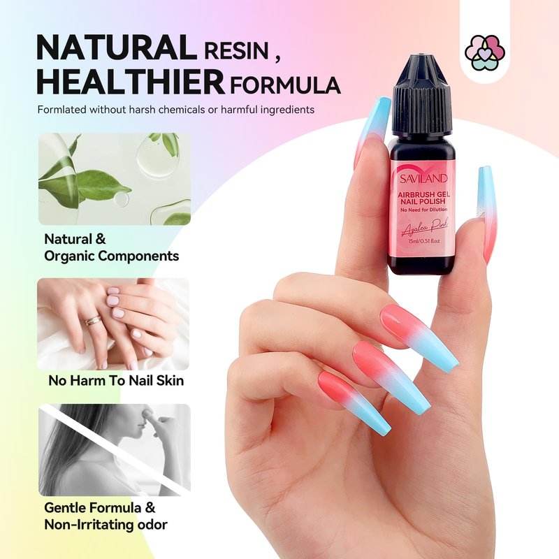 SAVILAND Airbrush Gel Nail Polish: 36 Colors No Need for Dilution Gel Polish Airbrush Paint for Nail Diluted High Pigmented for Acrylic French Gradients Cat Eye Paint Home Salon DIY Christmas Gift