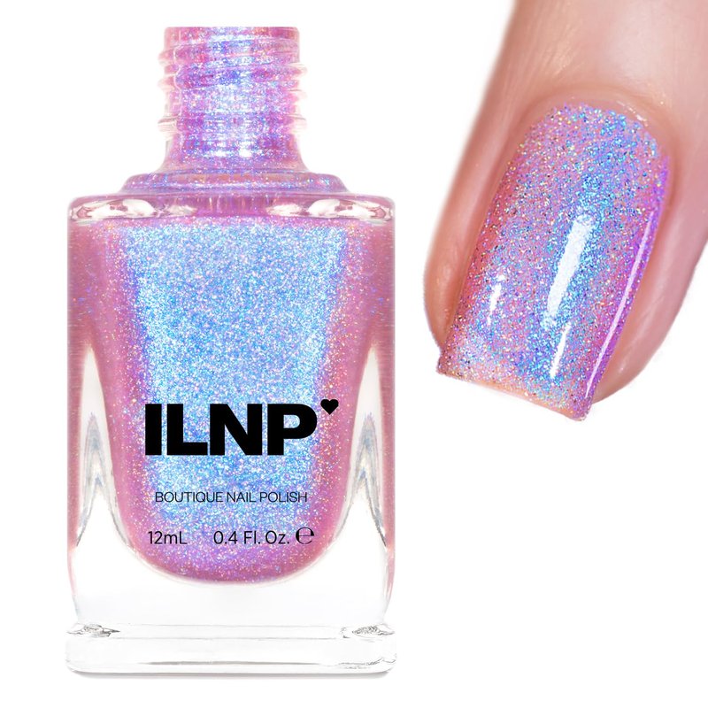 ILNP Flower Child - Pink Holographic Nail Polish, Blue Shimmer Jelly, Sparkly Iridescent Glitter, Quick Dry Non Toxic Vegan Polish