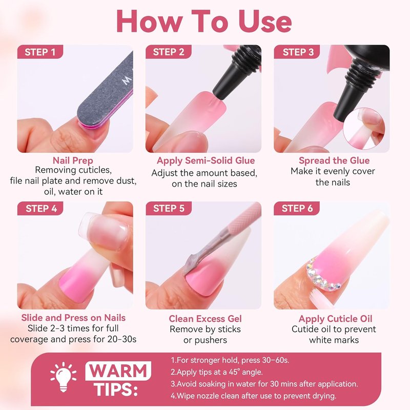 Makartt Press On Nail Glue - Strong Hold, HEMA-Free Formula | 20 Seconds Air Dry, Easy Application for Beginners