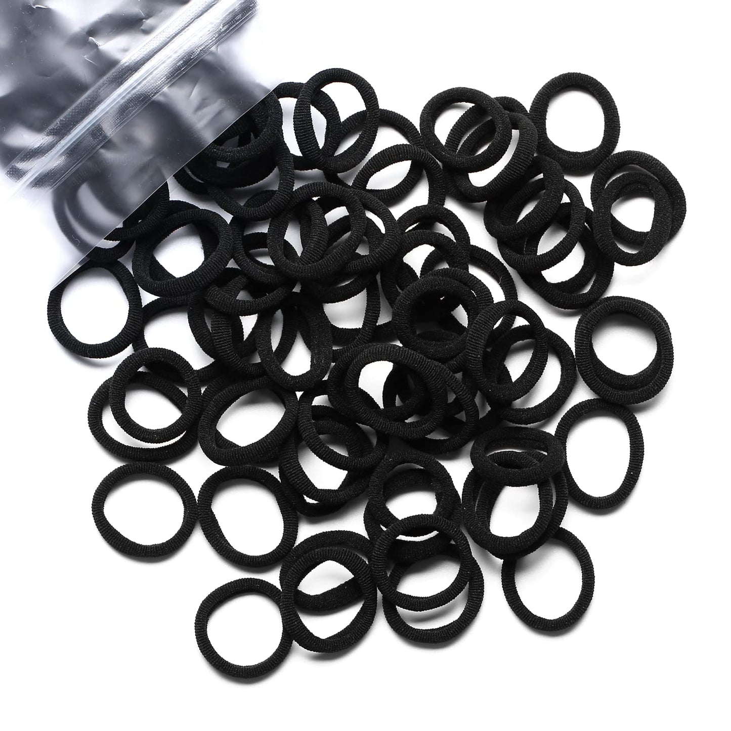 WANBY Hair Ties Mini Seamless Black Hair Bands Soft Elastics Ponytail Holders Hair Ties for Girls Toddler