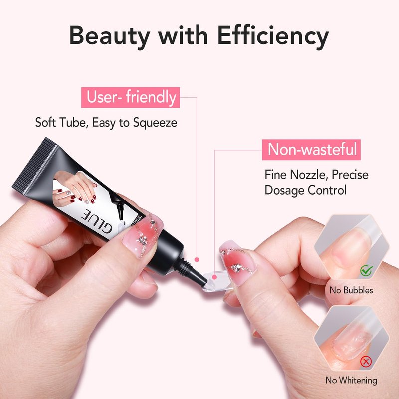 Curvlife Nail Glue Kit - Quick Drying 10g Semi-Solid Formula with 10ml Remover | Long-Lasting Press-On Nails