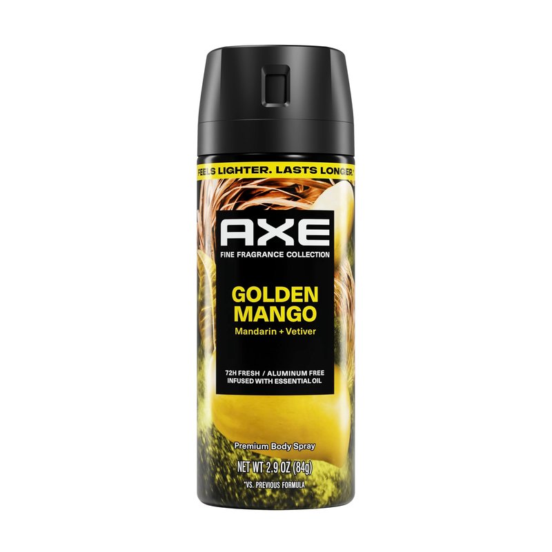 AXE Fine Fragrance Collection Body Spray Golden Mango 72 Hour Freshness Aluminum Free 2.9 oz