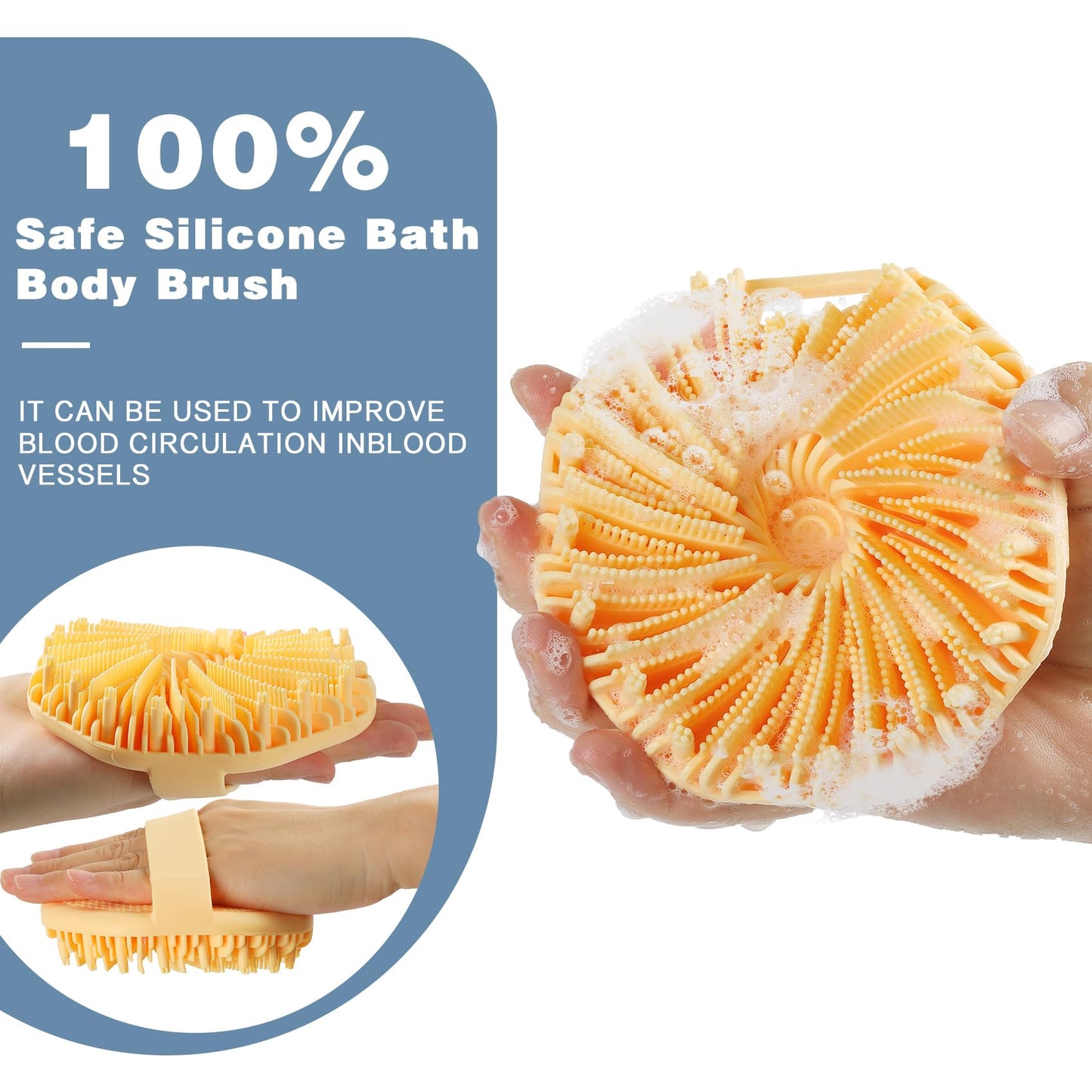 Silicone Body Scrubber, 2 PCS Exfoliating Body Scrubber, Silicone Loofah Bath Brush with Hand Strap, No-Slip Handheld Body Wash Brush Scrubber Shower Cleaning for All Skin Types (Yellow & Mint Green)