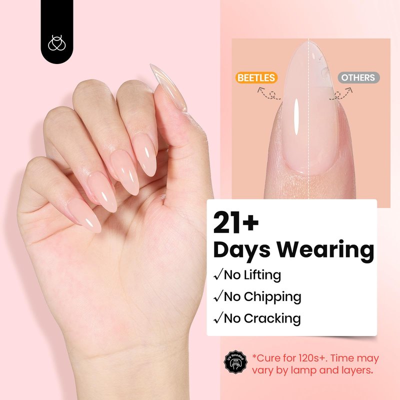 Beetles HEMA-Free Hard Gel for Nails-1.06oz 9 in 1 Jelly Nude UV/LED Lamp Cured Sculpting Stengthener Gel for Nail Extension & Nail High Hardness Nails for Manicurist Women