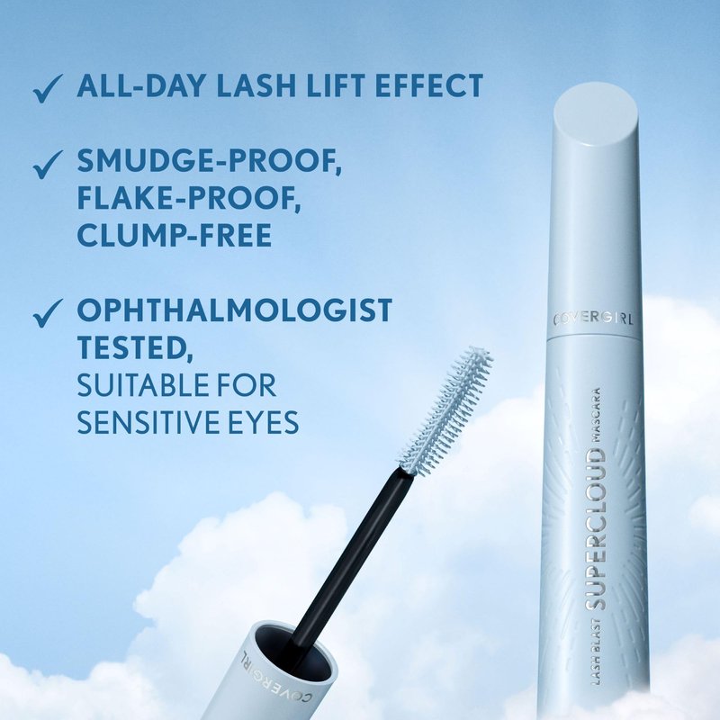 CoverGirl Lash Blast Supercloud, 800 Super Black, Mascara, Long-Lasting, No Clump or Smudge, Doesn't Flake, Vegan, 0.33oz