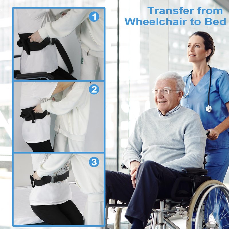 Gait Belts for Seniors, Transfer Belt with Handles, Gate Belts Medical for Elderly, Walking Belt for Lifting Elderly & Patient Physical Therapy - Metal Buckle Anti-Slip Gait Belt for Medical Nursing