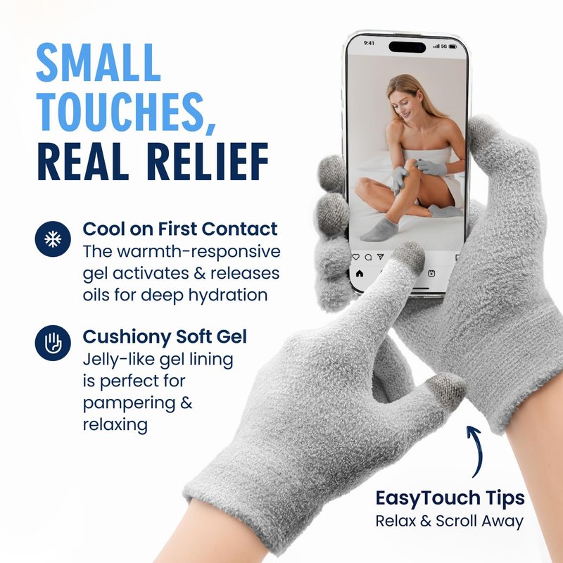 Dr. Frederick’s Original Moisturizing Gel Gloves – Deep Moisturizing and Fast Relief for Dry Hands – Touchscreen-Friendly – Mango Butter, Shea Butter, Jojoba, & Coconut Oil (Mellow Moon)