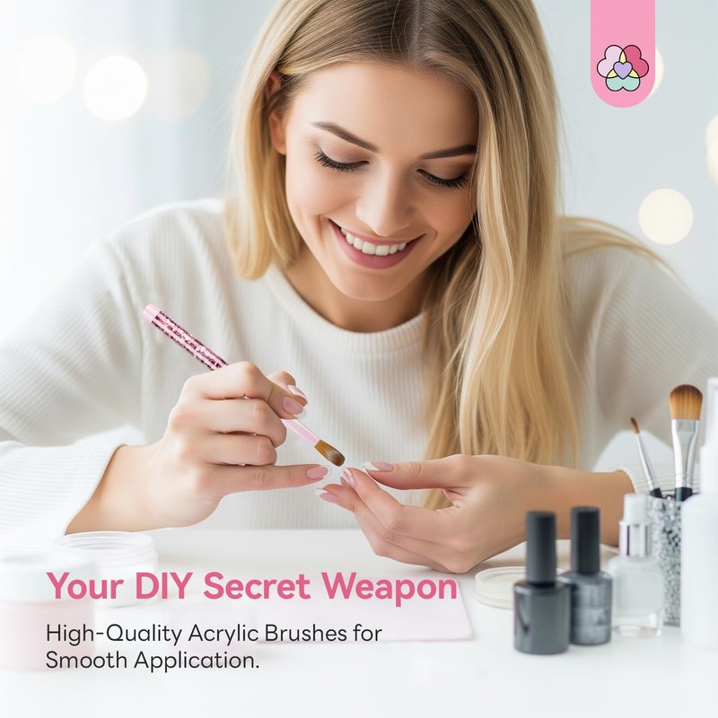 SAVILAND Kolinsky Acrylic Nail Brush Set: Size 6,10,12,14 Professional Manicure Brushes with Gradient Pink Handle for Acrylic Powder 3D Carving & Nail Art Extension Tools Kit Salon Home DIY