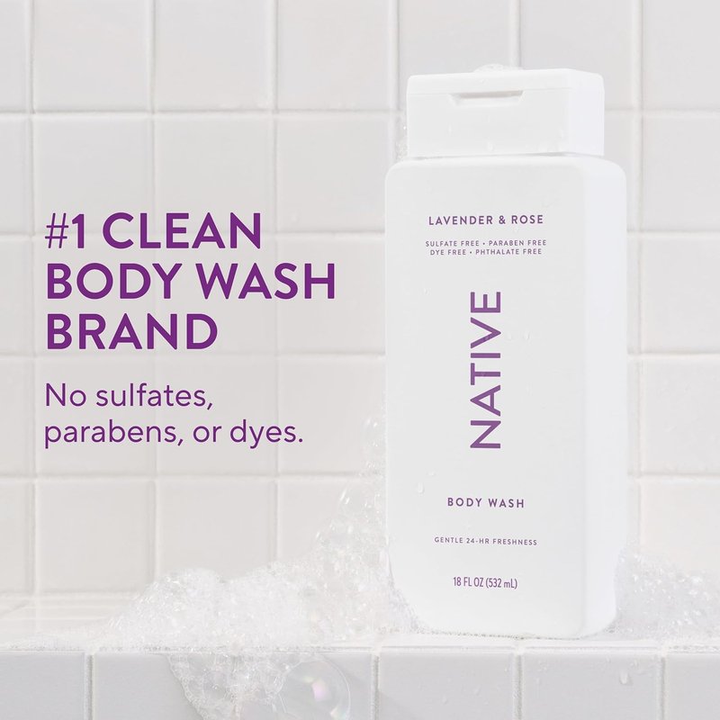 Lavender & Rose Scent Body Wash - 24-Hour Refreshing Clean for All Skin Types | 18 oz
