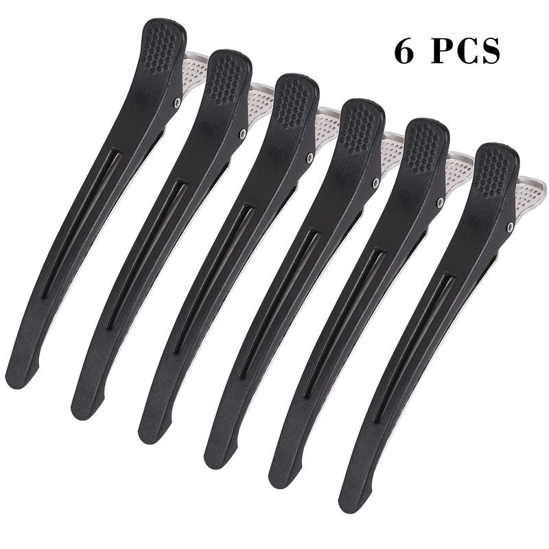 12 PCS No Crease Hair Sectioning Clips with Silicone Band - Duck Billed Professional Salon Clips for Hairstyling, Cutting, and Makeup