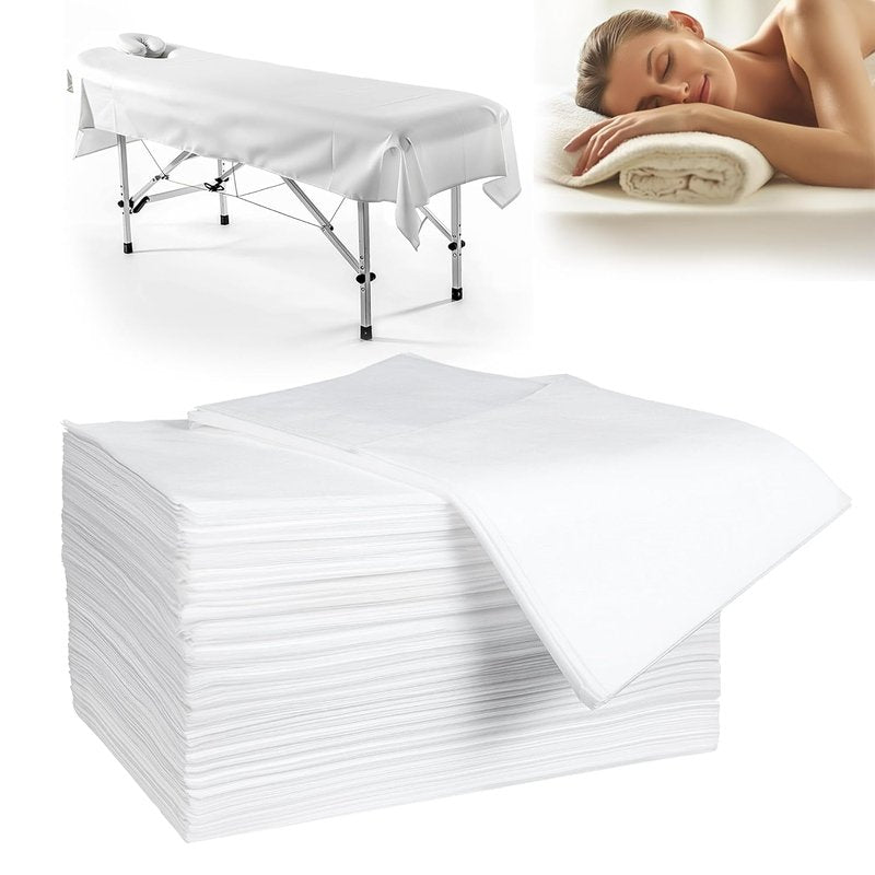 Disposable Non-Woven Massage Table Covers - 100 Pack 31" x 71" Waterproof Spa Sheets for Facial, Tattoo & Waxing