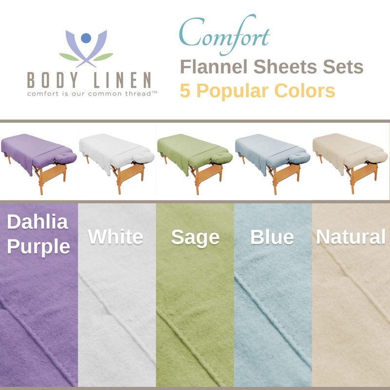 Body Linen Deluxe 3 Piece Flannel Sheet Set - Super Soft & Durable 100% Double-Brushed Cotton Flannel - Includes Flat Sheet, Fitted Sheet, and Fitted Face Cradle Cover - Dahlia Purple