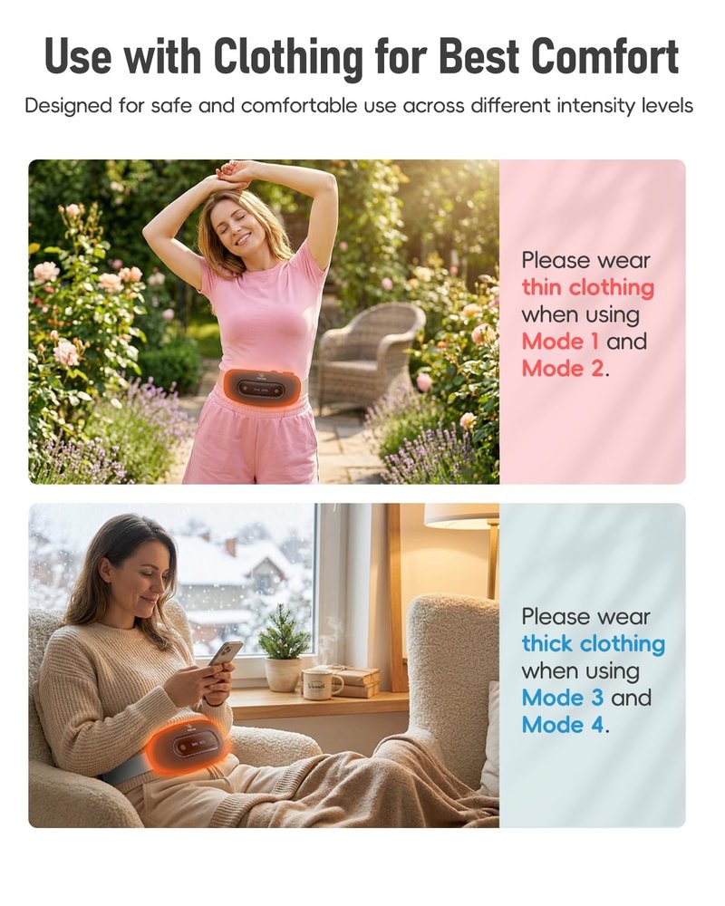 Electric Heating Pad, Portable Cordless Menstrual Heating Pad with 4 Heat Levels and 4 Massage Modes, Fast Large Heating Belly Wrap Belt for Cramps, Back Pain Relief Gifts for Women Girls Her (Pink)