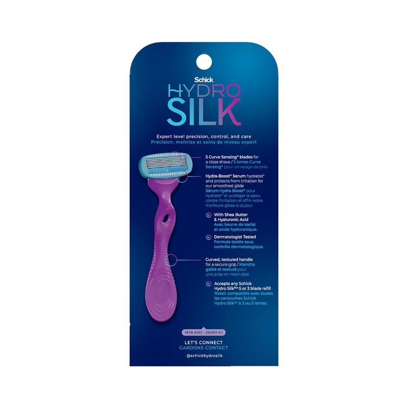 Schick Hydro Silk Women's Razor - 5-Blade Moisture Razor with 1 Handle & 2 Refills