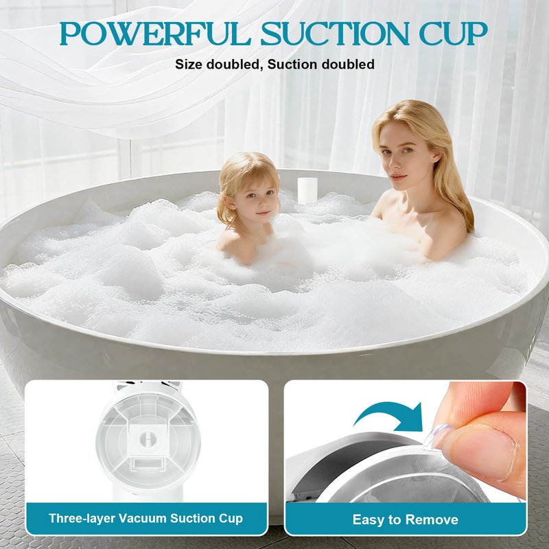Rechargeable Bath Jets for Tub, Impact Force 65 kPa Bath Jet Spa, Bubble and Flow-Massage Two Mode, Adjustable Speed, Cordless Portable Bathtub Jet for Relaxing Daily Use at Home, White