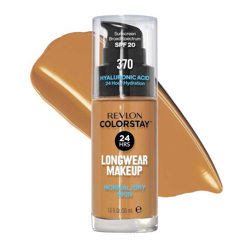 Revlon ColorStay Liquid Foundation - Longwear Medium-Full Coverage, SPF 20, 370 Toast, 1 Fl Oz