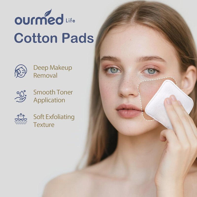 Large Cotton Pads for Face - Soft Lint-Free Cleansing Rounds | 3x3 Inch, 60 Count