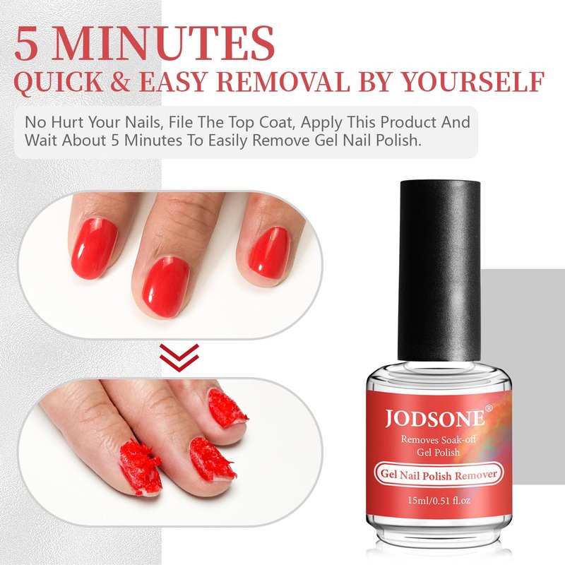 JODSONE Gel Nail Remover No Need Soaking or Wrapping for Quick And Easy Removal At Home with Cuticle Pusher and Nail File