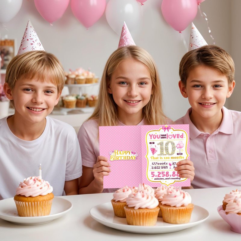 10th Birthday Card TSVATE 10 Year Old Girl Birthday Gifts, Sweet 10 Year Old Birthday Card, Birthday Gifts for 10 Year Old Girls Daughter Niece Granddaughter Sister, 10th Birthday Decorations for Girl