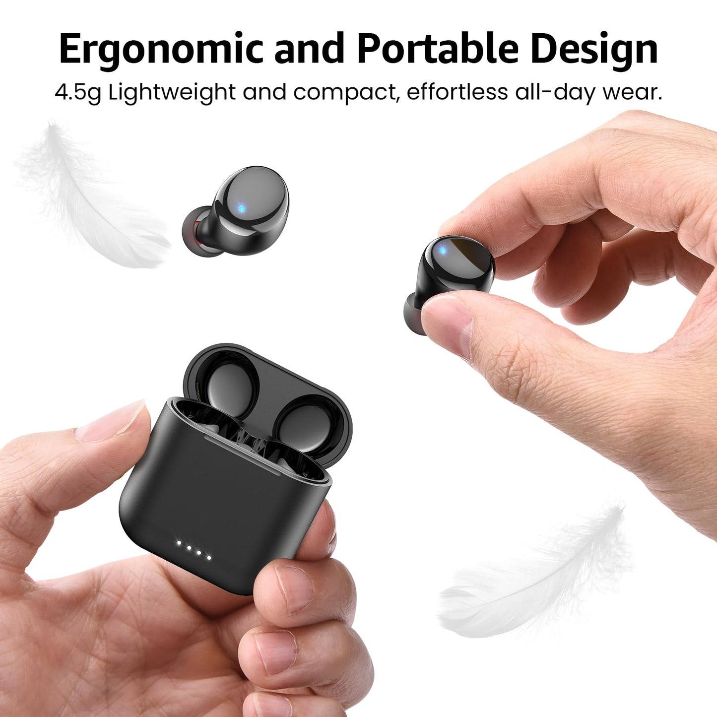 TOZO T6 Wireless Earbuds, Bluetooth Ear Buds, Stereo Sound in Ear Headphones, 50 Hours Playtime, AI Clear Call, Wireless Charging Case, APP Customizable EQs, IPX8 Waterproof Earphones