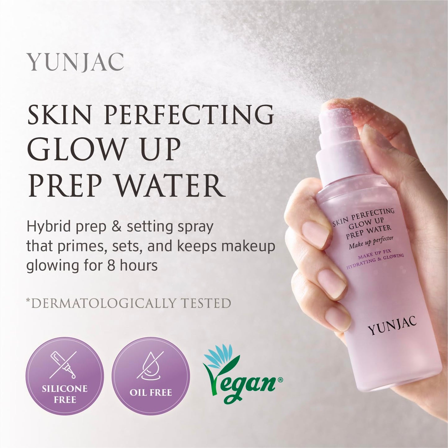 YUNJAC Skin Perfecting Glow Up Prep Water Makeup Fixer(1.69 fl oz) – Lightweight Fine Mist for Long-Lasting Makeup, Glow Booster, Smooth Radiant Skin Finish, Korean Skincare by YUNJAC