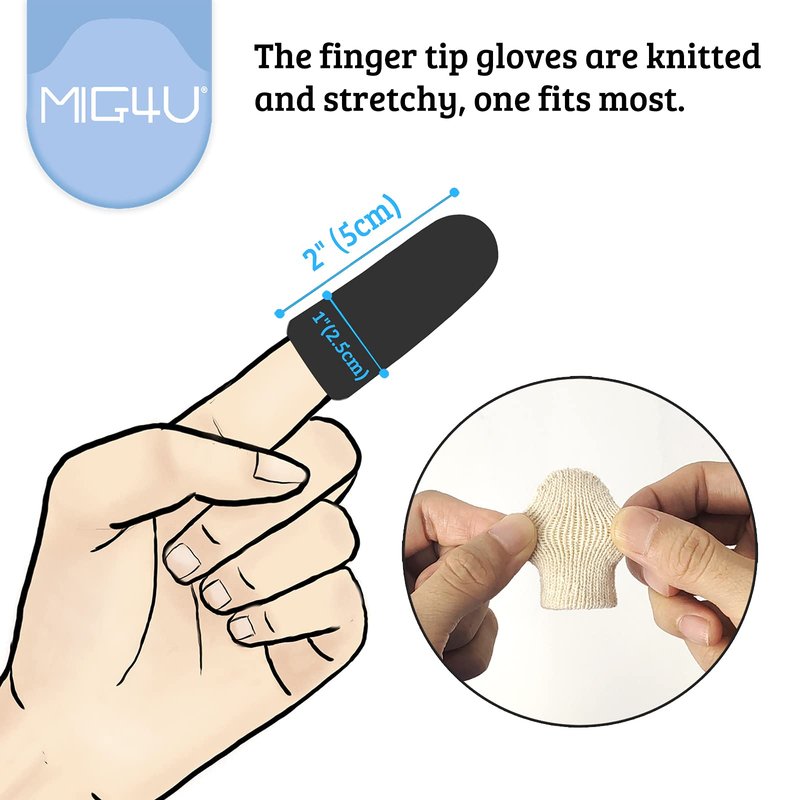 MIG4U 5 Pcs Cotton Finger Cots, Reusable Finger Protectors for Cuts Wounds, Arthritis, Eczema, Bruises, Calluses, Cracking Thumbs Healing, Fingernail Caps/Stall/Cushion/Cover (Not 5 Pairs)