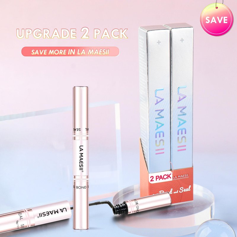 Lash Bond and Seal Waterproof, Cluster Lash Glue Bond and Seal Lash Glue, Strong Hold 72h for Eyelash Clusters, Latex Free Sensitive Eyes Available 10ML (Pack of 2)