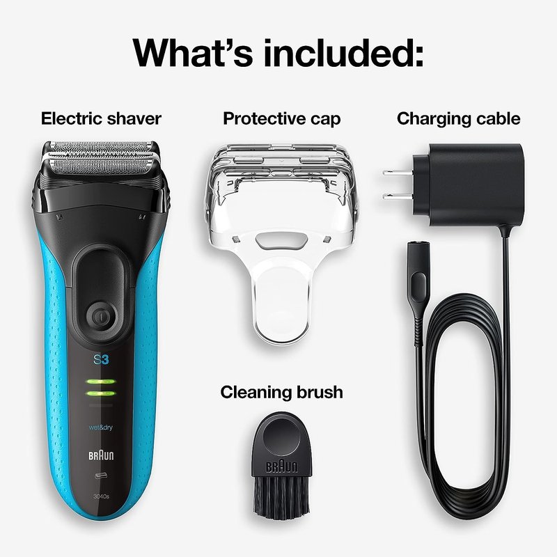 Braun Electric Series 3 Razor - Rechargeable Wet & Dry Foil Shaver for Men | Precision Trimmer, Blue/Black