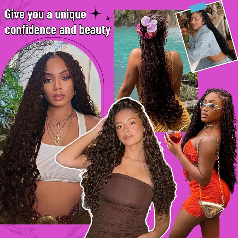 100% Human Hair Boho Braiding Hair - Deep Wave Curly Bundles for Braids | 18 Inch, #4 Natural Brown