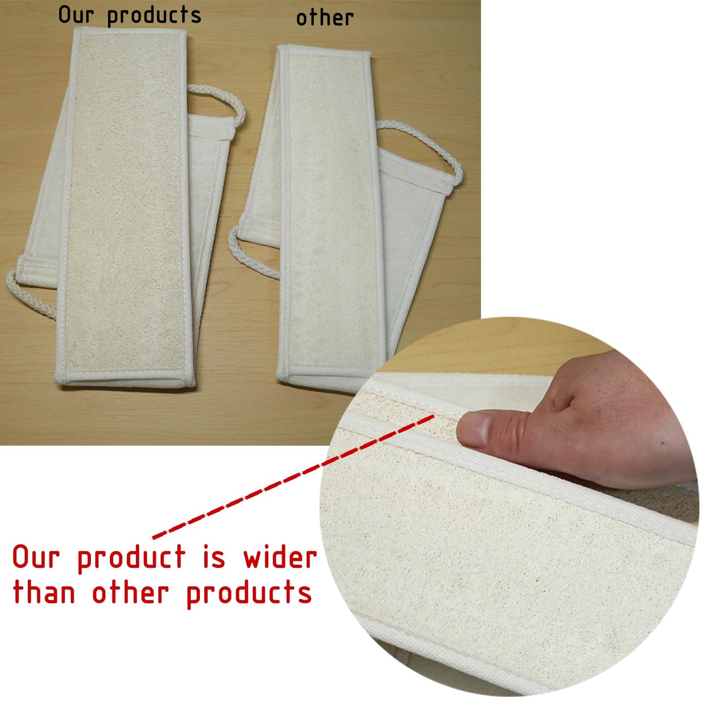 JouiiSiYa Widened Loofah Back Scrubber for Shower, Natural Loofah Sponge Back Scrubber for Women and Men, 1-pcs