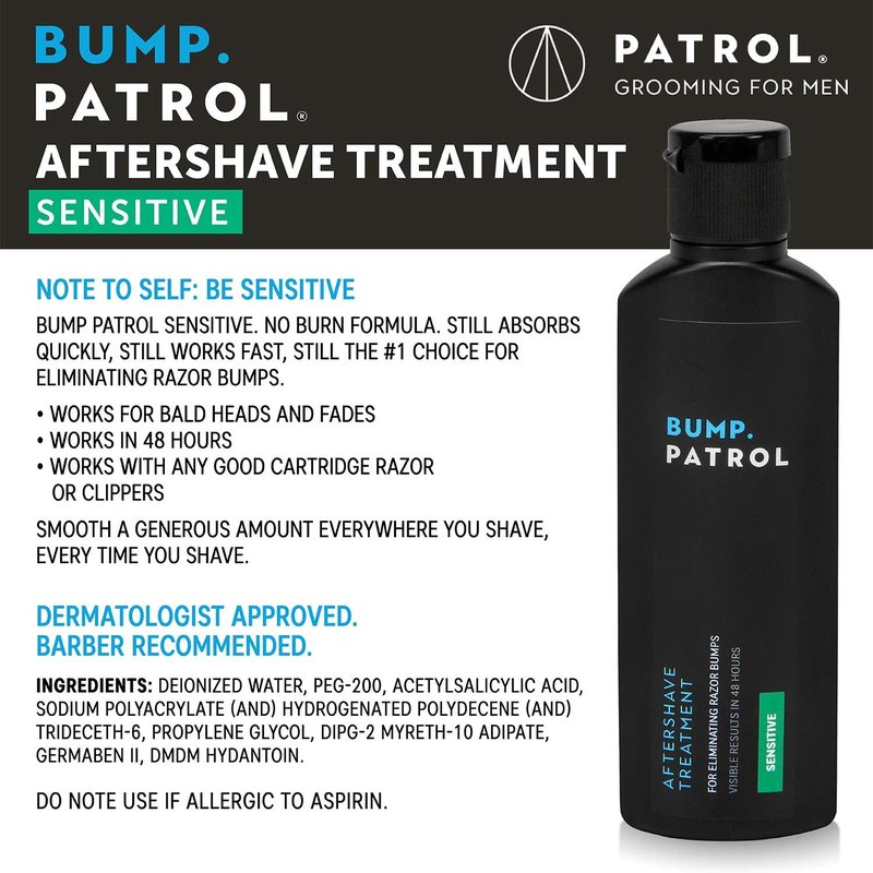 Bump Patrol Sensitive Strength Aftershave Treatment Serum – Razor Bump Stopper and Ingrown Hair Treatment for Men and Women, Alcohol Free Ingrown Hair Serum for Sensitive Skin
