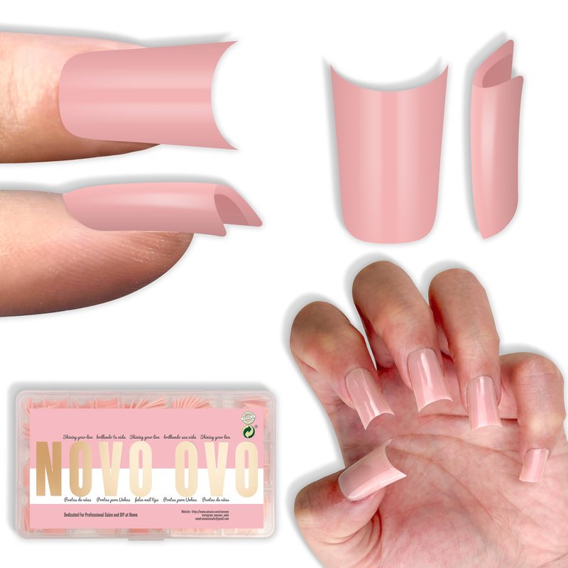 NOVO OVO Pure Stiletto Nail Tips, Press On Nails Medium Long Pure Color, Extra Thick Pointed Soft Gel Fake Nails for Salon DIY