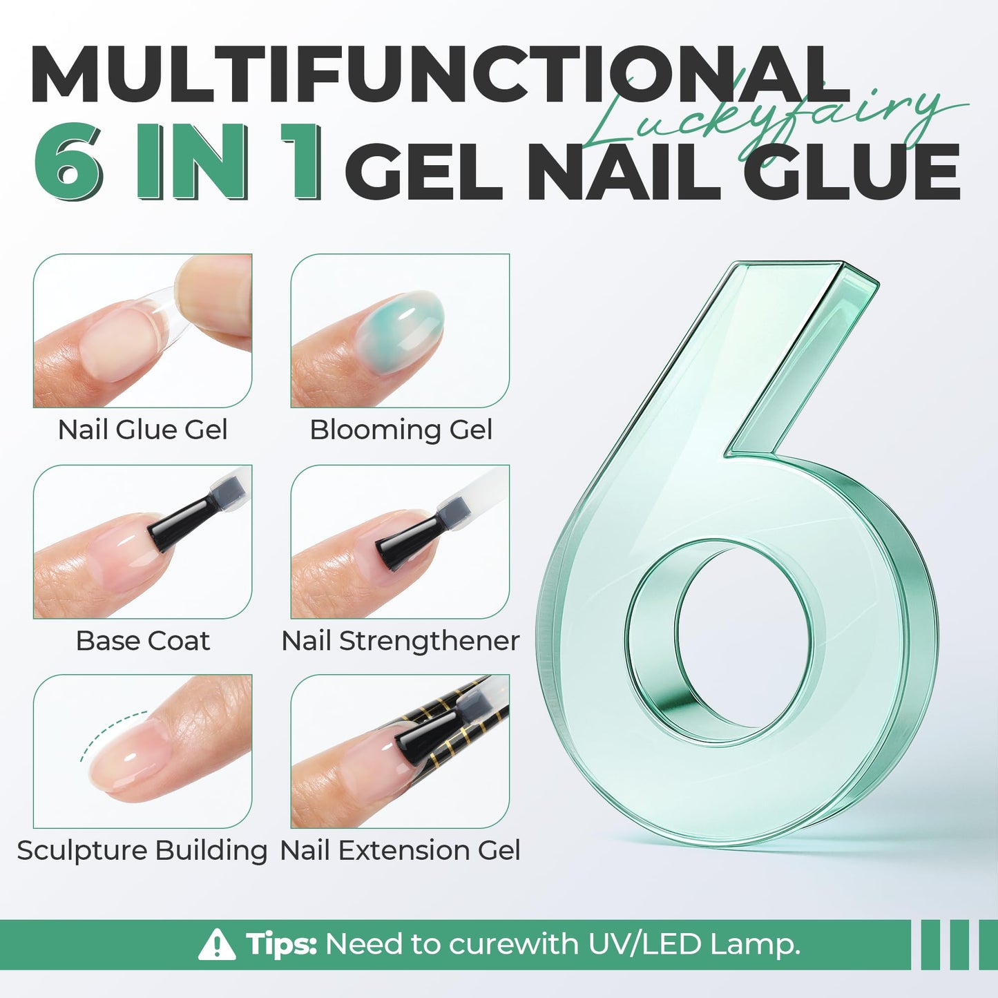 Super Strong Nail Glue Gel: 15ml Extension Gel Glue for Nail Tips Clear Acrylic Nails Long Lasting, Curing Needed U V for Press on Nails, Spring Nail Art