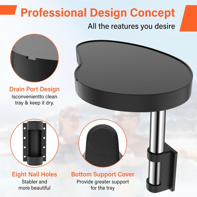 Hot Tub Tray,Hot Tub Drink Holder 360° Rotation,Non-Slip Heavy Duty Hot Tub Table Tray,Design Spa Tray Cup Holder for Hot Tub