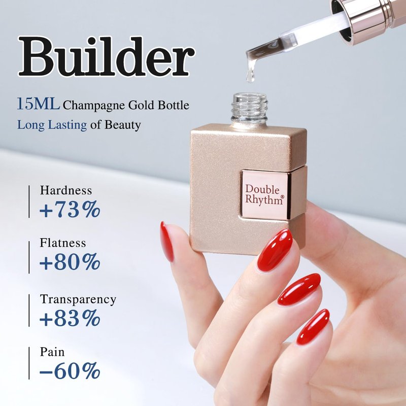 Double Rhythm 0.5Oz Nail Strengthener Rubber Gel Polish Gel Nail Polish in a Bottle for Nail Thickening Extension Hard Structure Glue (Clear Builder-8 in 1-1)