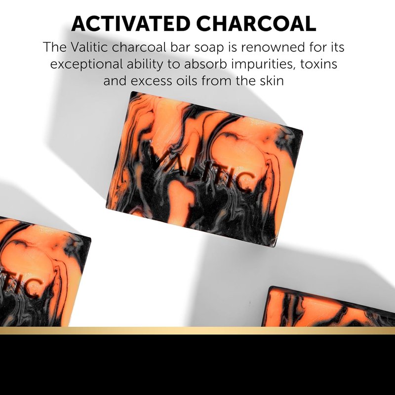 Charcoal Kojic Acid Turmeric Black Soap Bar - Dark Spot Remover for Body & Face Wash | 2 Pack with African Net Sponge