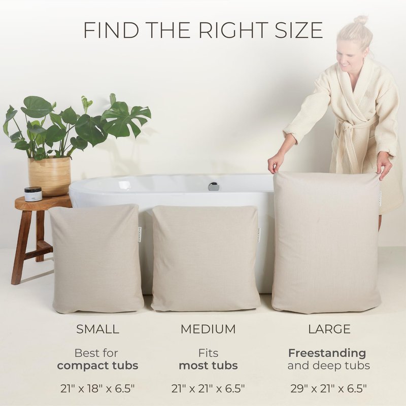 BADESOFA® Luxury Bathtub Pillow L - Large Bath Pillow for Therapeutic Neck and Back Support Quick-Drying - Full Body Bath Tub Cushion - Luxury Spa Cushion in Ivory Pearl