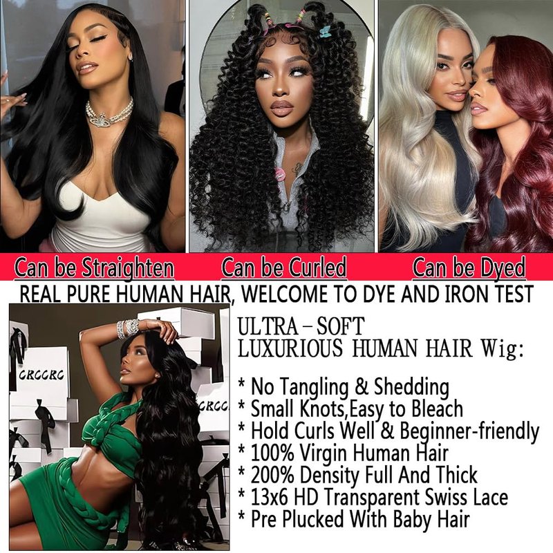 OWNROSE 30 Inch 13x6 Lace Front Wigs Human Hair 200% Density Body Wave HD Lace Front Wigs Human Hair Pre Plucked Natural Color Glueless Wig 100% Virgin Lace Front Wigs for Women