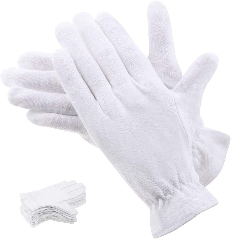 Selizo 100% Cotton Gloves - 10 Pairs for Eczema Relief & Moisturizing Dry Hands | White for Women