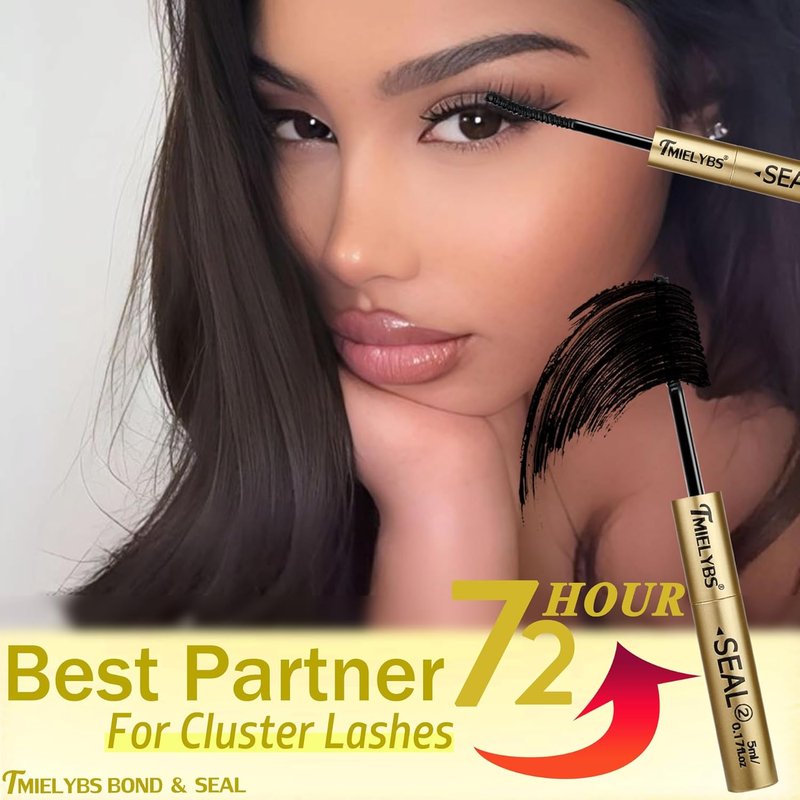 Lash Bond and Seal - Waterproof 2-in-1 Cluster Glue for 72-Hour Hold | Non-Irritating DIY Eyelash Extensions, 10ML