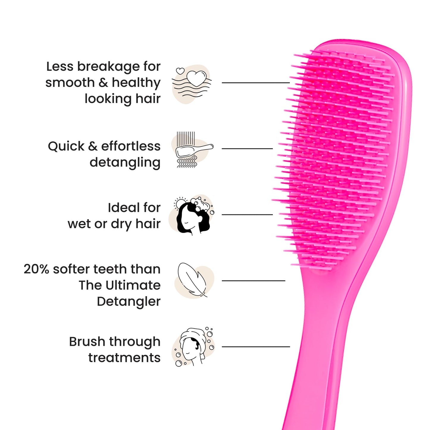 Tangle Teezer Fine Ultimate Detangler Brush, Dry & Wet Hair Brush to Detangle & Reduce Breakage for Fine Hair Types, Runway Pink