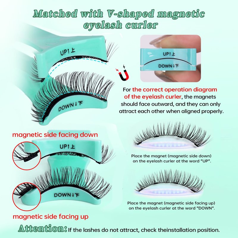 Botare Magnetic Eyelashes with Applicator Kit, Portable Reusable Magnetic Eyelashes Natural Look without Eyeliner Glue-free False Lashes Waterproof Lightweight ZP06