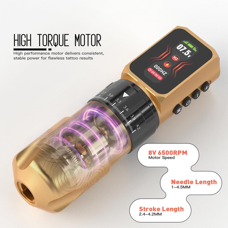 Wormhole 2 PCS 2300mAh Batteries Tattoo Gun Kit Wireless Tattoo Machine Kit – 7 Adjustable Stroke, Smart Display with 3 Memory Slots, 3 Working Modes,2 Xtreme Tattoo Ink for Artists WTK0232