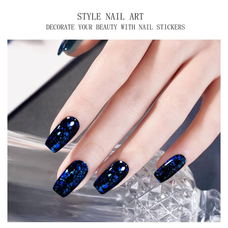 JMEOWIO Gel Nail Stickers Dark Blue Semi Cured Gel Nail Strips Wraps UV/LED Nails Art Design Decoration Accessories