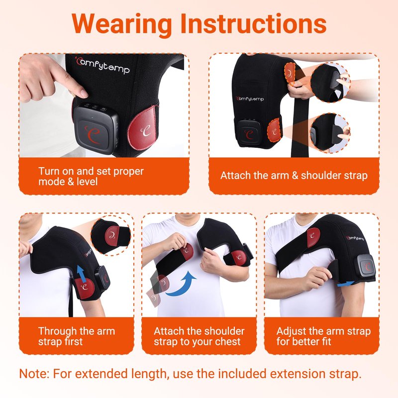 Comfytemp Cordless Red Light Therapy for Shoulder, 94 LEDs Wearable Near Infrared Light Wrap, 3D Portable Flexible Wrap with Timer, 660nm & 850nm, Gifts for Women Mom Men Dad (No Massage,One Size)