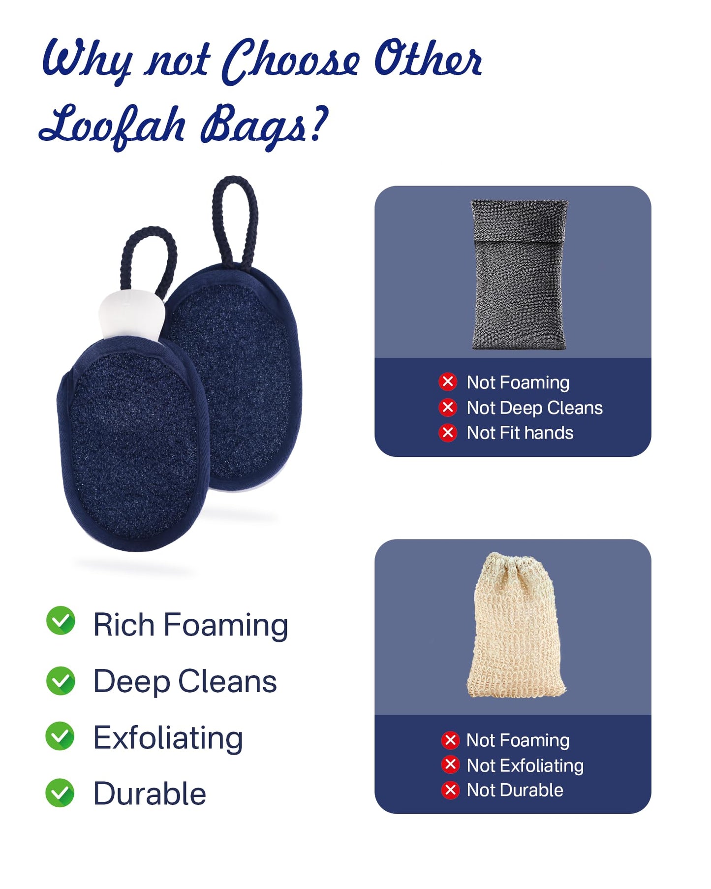 Soap Bag, Soap Saver, Bar Soap Pouch, Soap Saver Bag, Exfoliating Mesh Soap Bag for Shower, Soap Bags for Soap Bars with Wrist Strap, Soap Bar Loofah Pouch (Blue, 2 Pack Round)